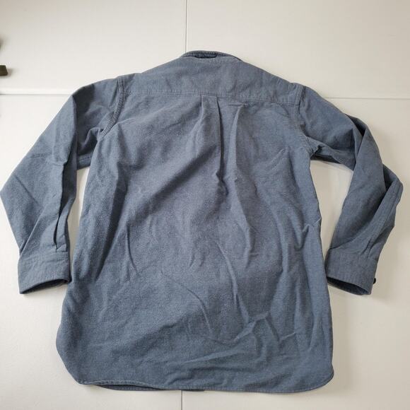 LL Bean Chamois Shirt Mens Small Blue Button Up Double Pocket Heavyweight - Picture 2 of 7